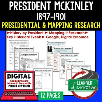 President McKinley 1897-1901 Research and Mapping (Print and Digital Google) - preview 1
