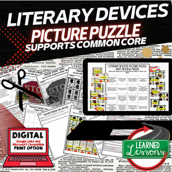 Literary Devices Activity Picture Puzzle English Activity Vocabulary Review - preview 1
