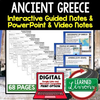 Ancient Greece Guided Notes and PowerPoints, Interactive Notebooks, Google - preview 1