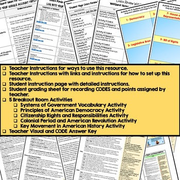 Civics Overview Digital Escape Room, Breakout Room Activity Pages No Prep - preview 3