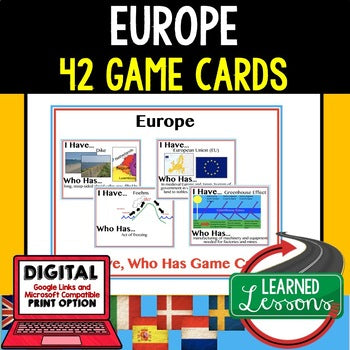 Europe Game Cards, Geography Test Prep, Print & Digital Distance Learning - preview 1