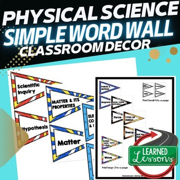 Physical Science Word Wall Pennants Bundle | NGSS Science Vocabulary Posters - preview 1