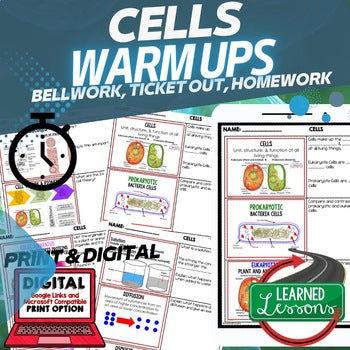 Cells Bell Ringers & Warm Ups | NGSS Life Science Review | Print + Digital - preview 1