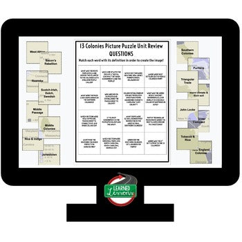 COLONIAL AMERICA Activity Picture Puzzle US History Activity Vocabulary Review - preview 3