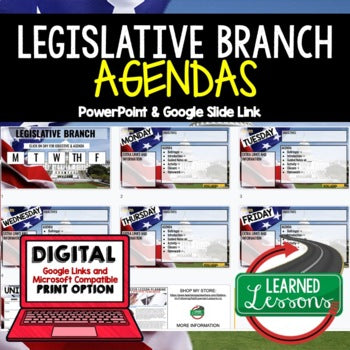 Legislative Branch Agenda PowerPoint & Google Slides, Civics Agenda - preview 1