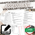 Adaptations Assessments, Test, Quiz, Life Science Assessments - preview 1