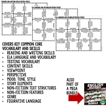 English Common Core Vocabulary Activity Puzzle (Print and Digital) - preview 3