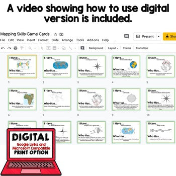 Mapping Skills Game Cards, Geography Test Prep Print & Digital Learning - preview 2