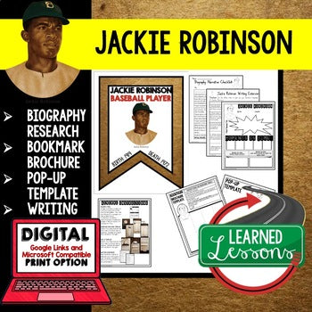 Jackie Robinson Biography Research, Bookmark Brochure, Pop-Up, Writing - preview 1