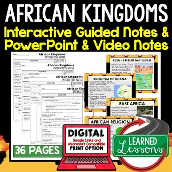 African Kingdoms Guided Notes and PowerPoints, Interactive Notebooks, Google - preview 1