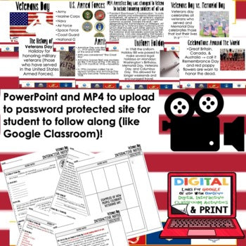 Veterans Day Guided Notes PowerPoints Flipped Classroom, Google Link - preview 2
