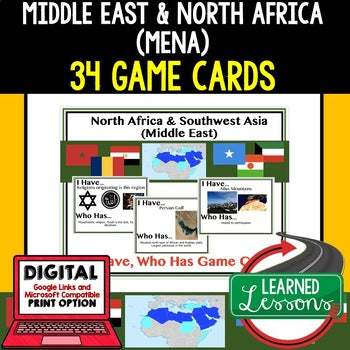 Middle East & North Africa  Game Cards, Geography Test Prep, Digital - preview 1