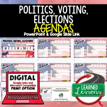 Politics, Voting, Elections Agenda PowerPoint & Google Slides Civics Agenda - preview 1