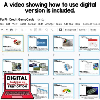 Credit Game Cards | Personal Finance Activity | Financial Literacy Review - preview 2