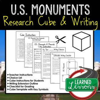 U.S. Monuments Activity Research Cube with Writing Extension Activity Pack - preview 1