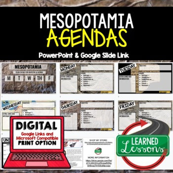 Mesopotamia Agenda PowerPoint & Google Slides, World History Agenda - preview 1