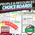Geography People & Resources Activities, Choice Board, Print & Digital, Google - preview 1
