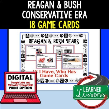 Reagan & Bush Game Cards | Cold War Review | U.S. History Print & Digital - preview 1