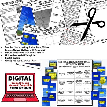 Electrical Energy Activity Picture Puzzle Physical Science Activity Vocabulary - preview 3