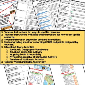 South Asia Geography Escape Room Digital Breakout World Geography Activity - preview 3
