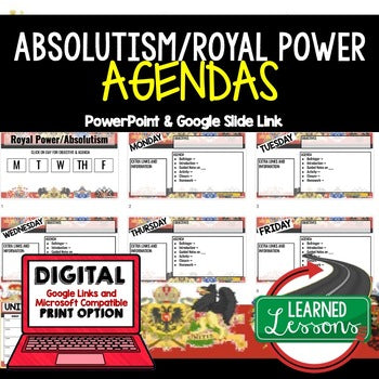 Royal Power | Absolutism Agenda PowerPoint & Google Slides Agenda - preview 1