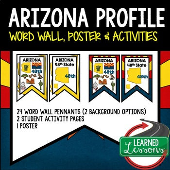 Arizona History Word Wall, State Profile, Arizona Activities US History Posters - preview 1