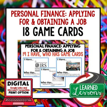Applying for a Job Game Cards | Career Readiness | Personal Finance Activity - preview 1