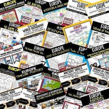 Europe Geography Bundle | Europe Activities | Maps | Print & Google - preview 3