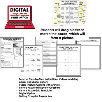 Story Elements Activity Picture Puzzle English Activity Vocabulary Review - preview 2