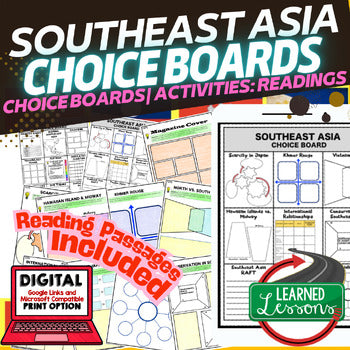 Southeast Asia Activities, Choice Board, Print & Digital, Google Geography - preview 1