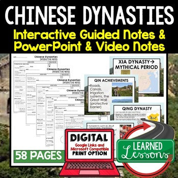 Chinese Dynasties Guided Notes and PowerPoints, Interactive Notebooks, Google - preview 1