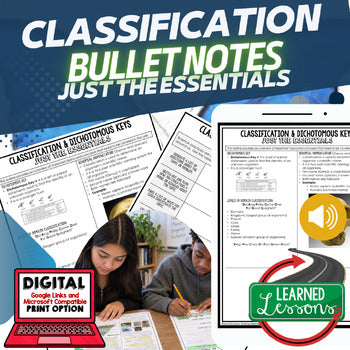 Classification Outline Notes Classification Bullet Notes Life Science Curriculum - preview 1