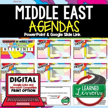 Middle East Geography Agenda PowerPoint & Google Slides World Geography Agenda - preview 1