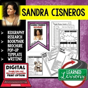 Sandra Cisneros Biography Research, Bookmark, Pop-Up, Writing - preview 1
