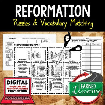 Reformation Vocabulary Activity Puzzle | Test Prep| Print and Google - preview 1