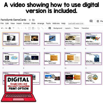 United States Facts and Symbols Game Cards, Print & Digital Learning - preview 2