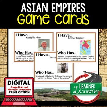 Asian Empires Game Cards, Print & Digital Learning, Google - preview 1