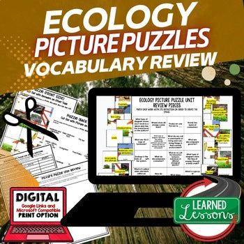 Ecology Activity Picture Puzzle Life Science Activity Vocabulary Review - preview 1