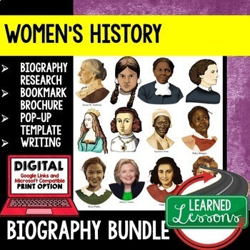 Women's History Month Biography Research Google Bundle - preview 1