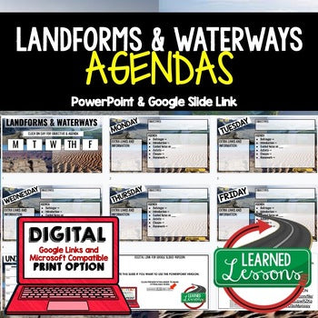 Landforms Waterways Agenda PowerPoint & Google Slides, World Geography Agenda - preview 1