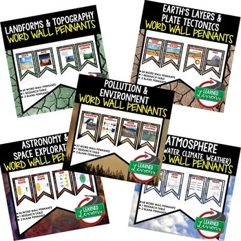Earth Science Word Wall Bundle | 411 NGSS Science Vocabulary Pennants | Decor - preview 3