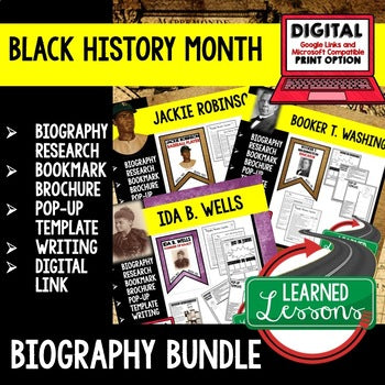 Black History Month Biography Research Project | Bookmark Brochure & Pop-Up - preview 1