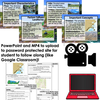 Landforms & Waterways Guided Notes PowerPoints, Video for Flipped Classroom FREE - preview 4