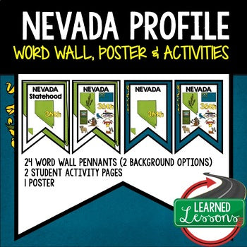 Nevada History Word Wall, State Profile, Nevada Activities US History Posters - preview 1