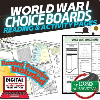 World War I (WWI) Activity Packet, Choice Boards, Print & Digital Google - preview 1