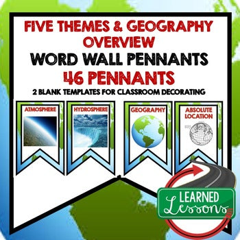 Fives Themes and Basic Skills Word Wall World Geography Word Wall - preview 1