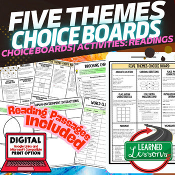 Five Themes of Geography Choice Board | Print & Digital Geography Activities - preview 1