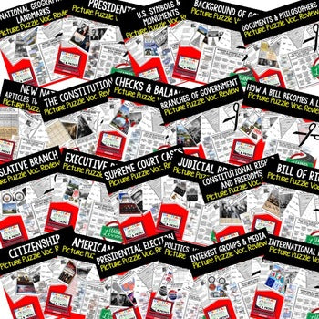 Civics Vocabulary Picture Puzzle Bundle | Government Review & Test Prep - preview 2