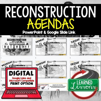 Reconstruction Agenda PowerPoint & Google Slides, American History Agenda - preview 1