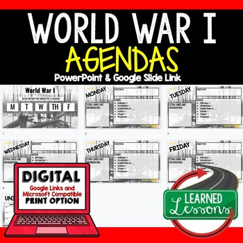 World War I Agenda PowerPoint & Google Slides Agenda - preview 1